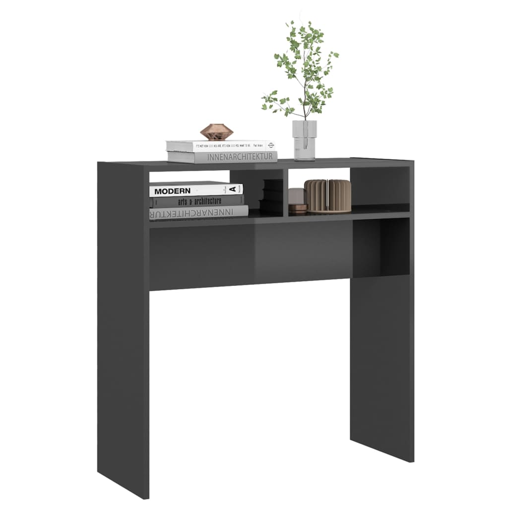 Berkfield Console Table High Gloss Grey 78x30x80 cm Engineered Wood