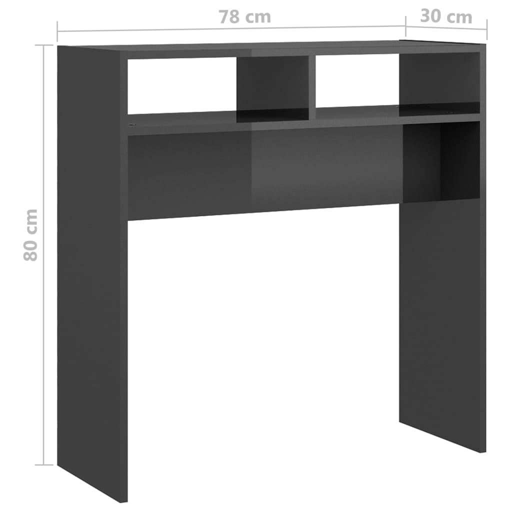 Berkfield Console Table High Gloss Grey 78x30x80 cm Engineered Wood