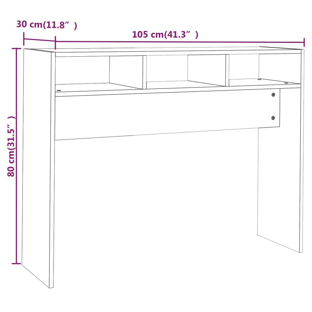 Berkfield Console Table Black 105x30x80 cm Engineered Wood