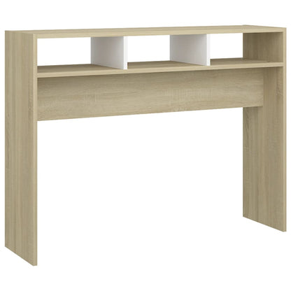 Berkfield Console Table White & Sonoma Oak 105x30x80 cm Engineered Wood