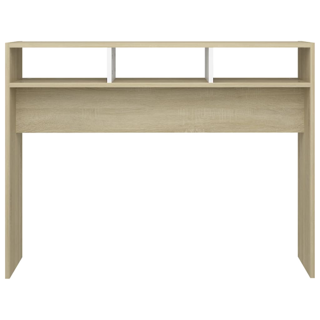 Berkfield Console Table White & Sonoma Oak 105x30x80 cm Engineered Wood