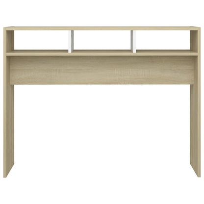 Berkfield Console Table White & Sonoma Oak 105x30x80 cm Engineered Wood