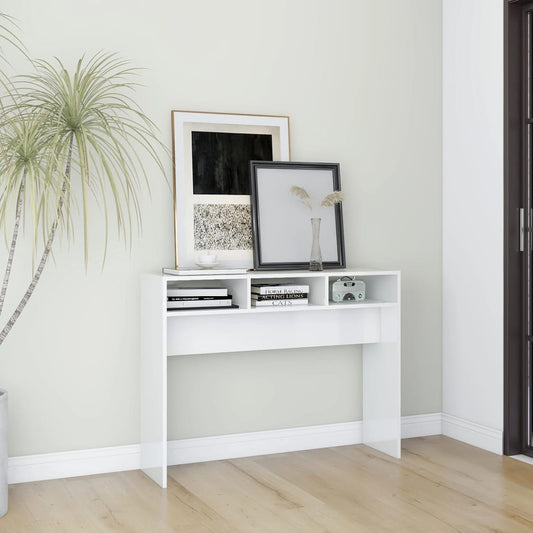 Berkfield Console Table High Gloss White 105x30x80 cm Engineered Wood