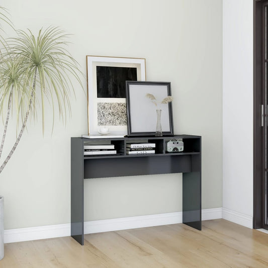 Berkfield Console Table High Gloss Grey 105x30x80 cm Engineered Wood