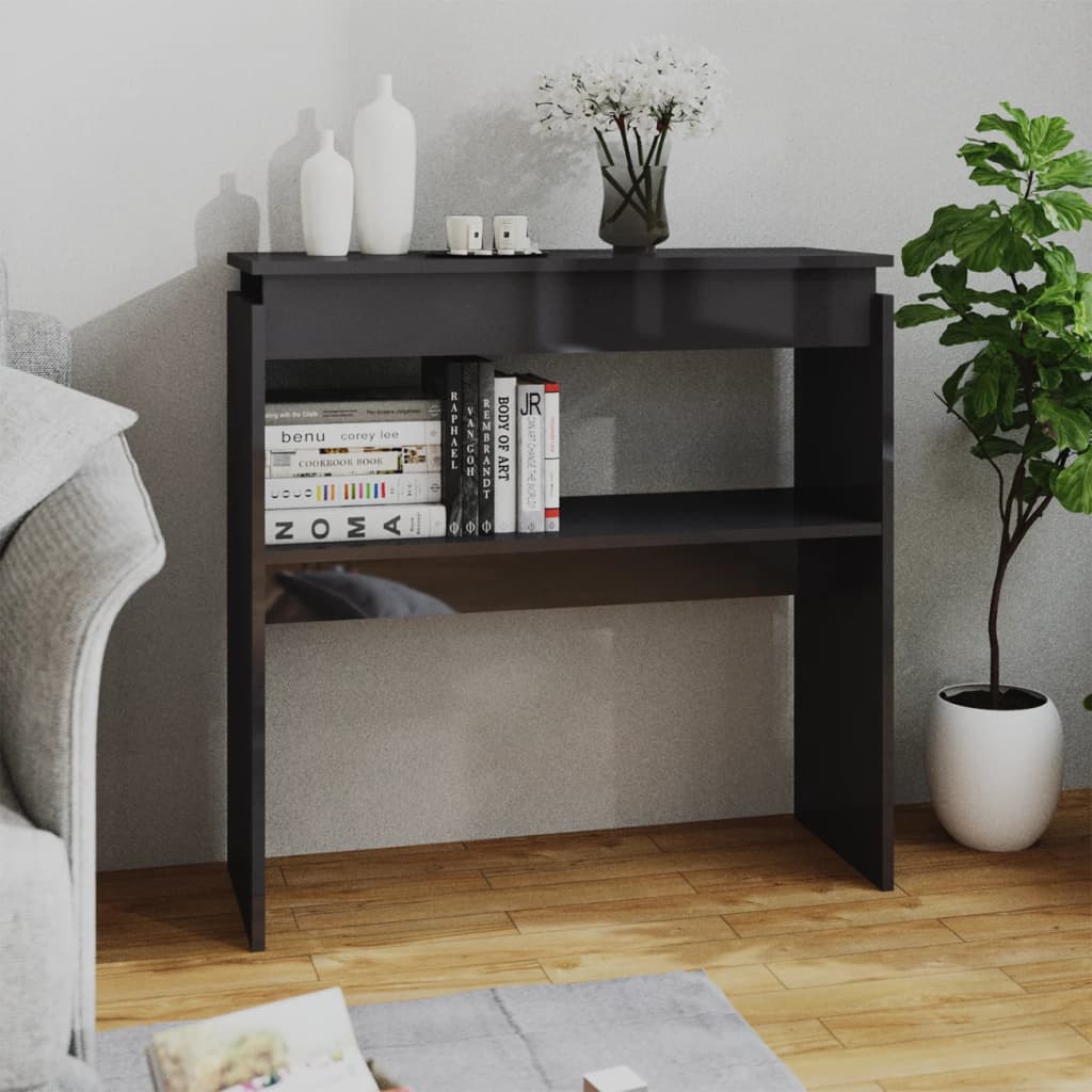 Berkfield Console Table High Gloss Grey 80x30x80 cm Engineered Wood