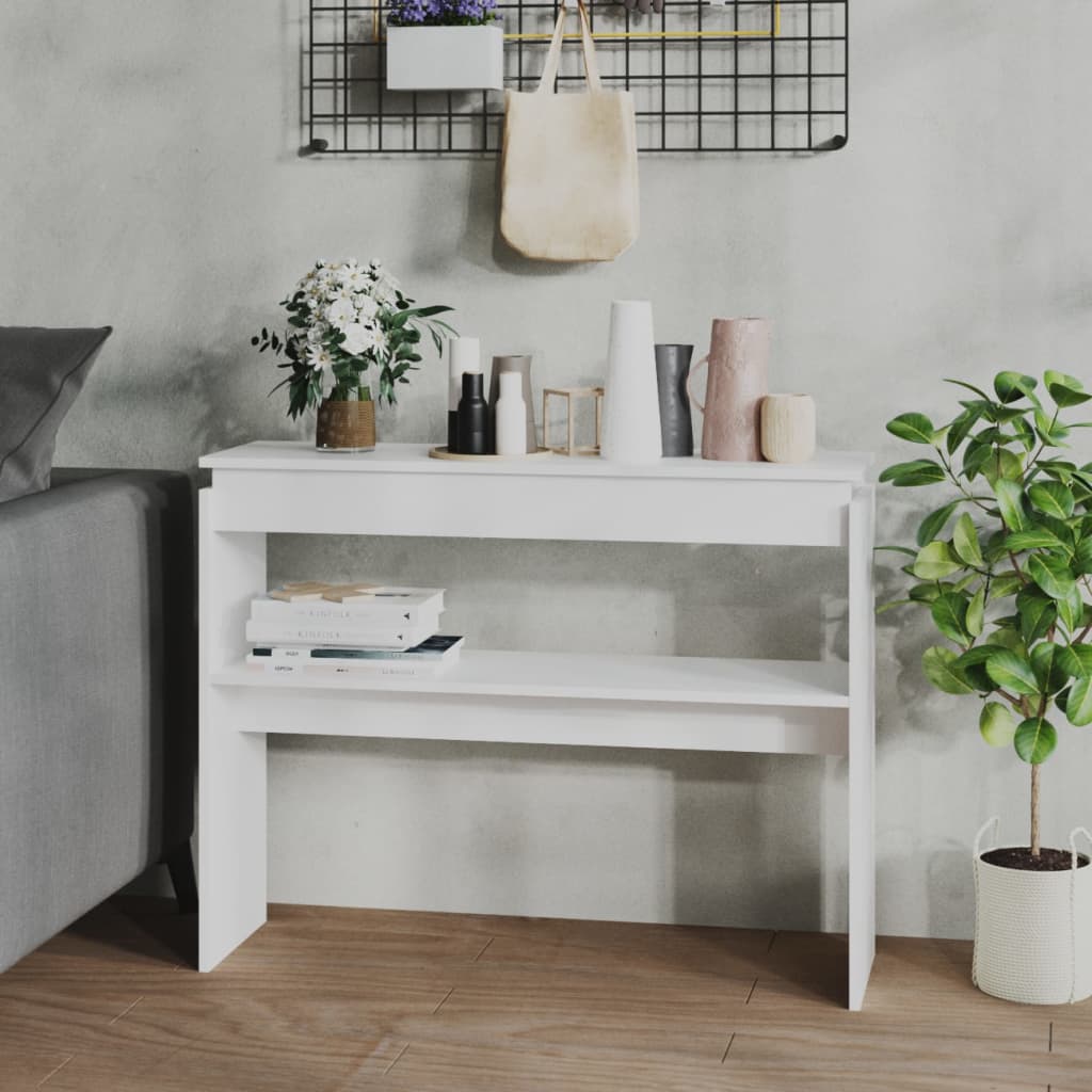 Berkfield Console Table White 102x30x80 cm Engineered Wood