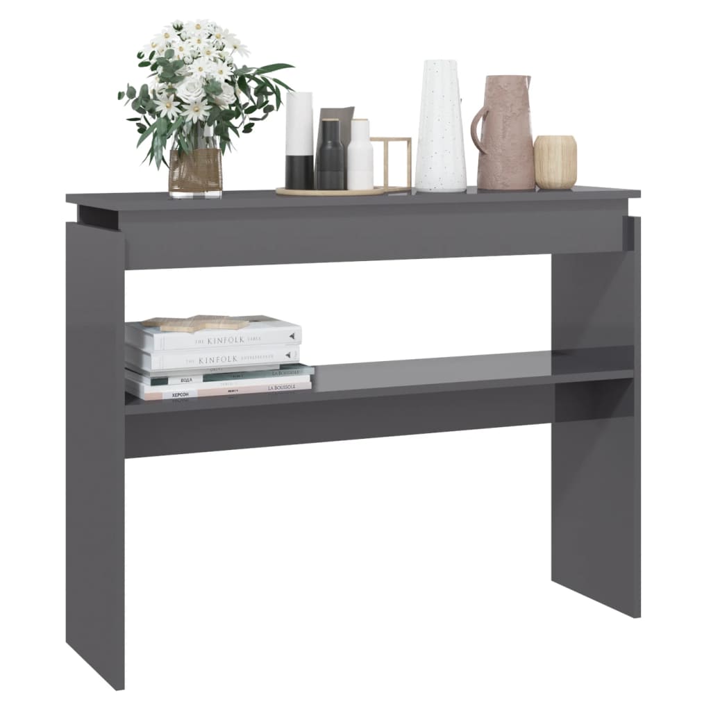 Berkfield Console Table High Gloss Grey 102x30x80 cm Engineered Wood