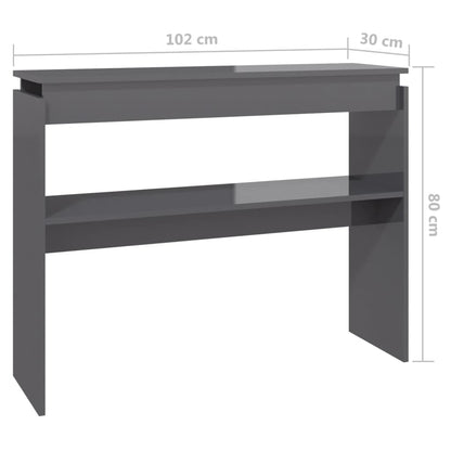 Berkfield Console Table High Gloss Grey 102x30x80 cm Engineered Wood