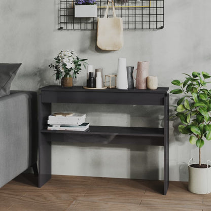 Berkfield Console Table High Gloss Grey 102x30x80 cm Engineered Wood