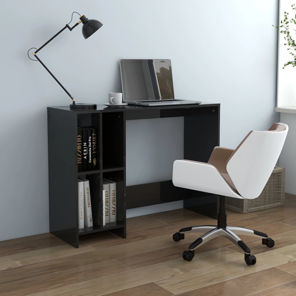 Berkfield Notebook Desk High Gloss Black 102.5x35x75 cm Engineered Wood