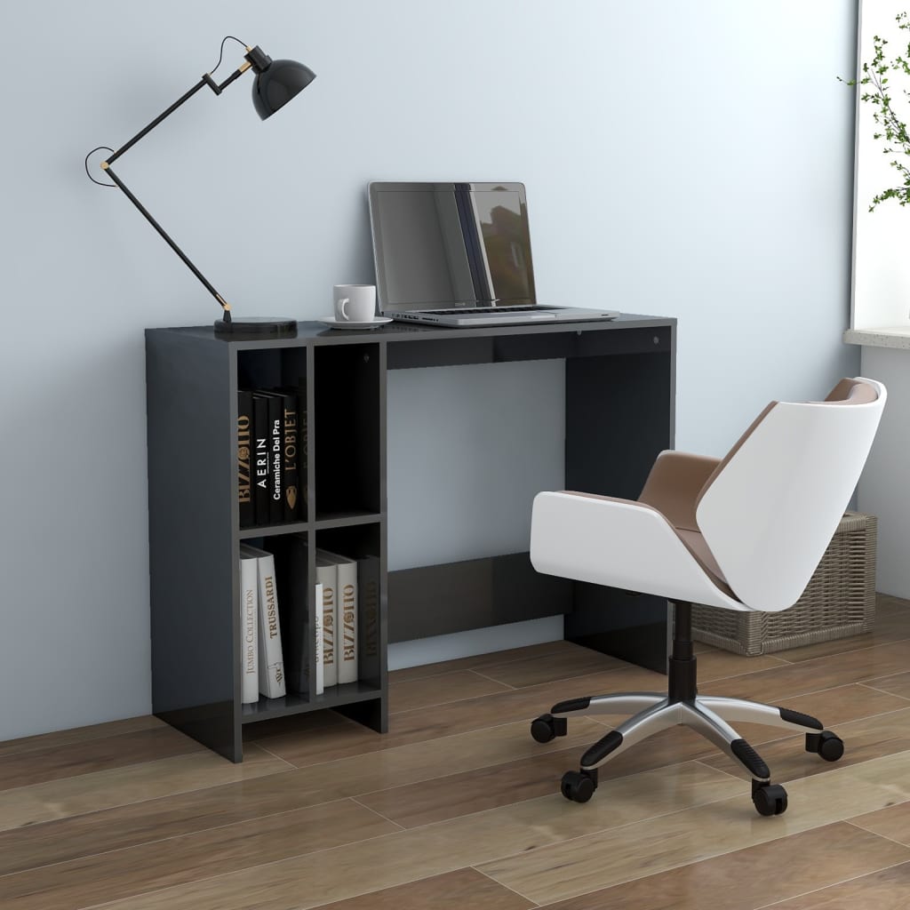 Berkfield Notebook Desk High Gloss Grey 102.5x35x75 cm Engineered Wood