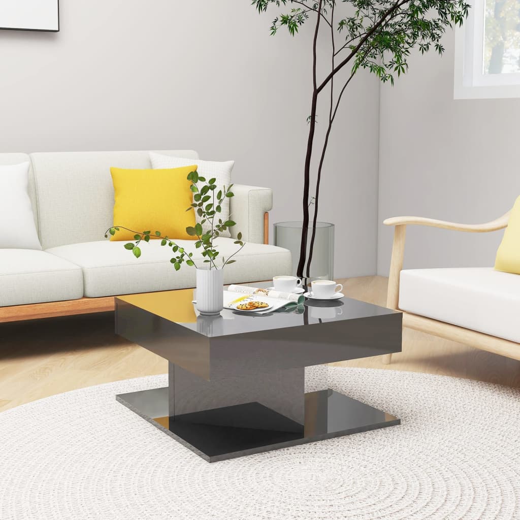 Berkfield Coffee Table High Gloss Grey 57x57x30 cm Engineered Wood
