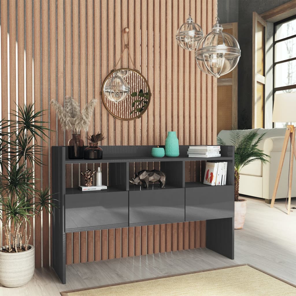 Berkfield Sideboard High Gloss Grey 105x30x70 cm Engineered Wood