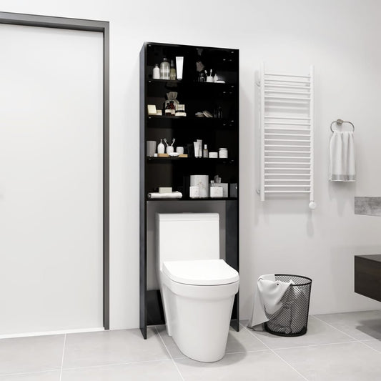 Berkfield Washing Machine Cabinet High Gloss Black 64x24x190 cm