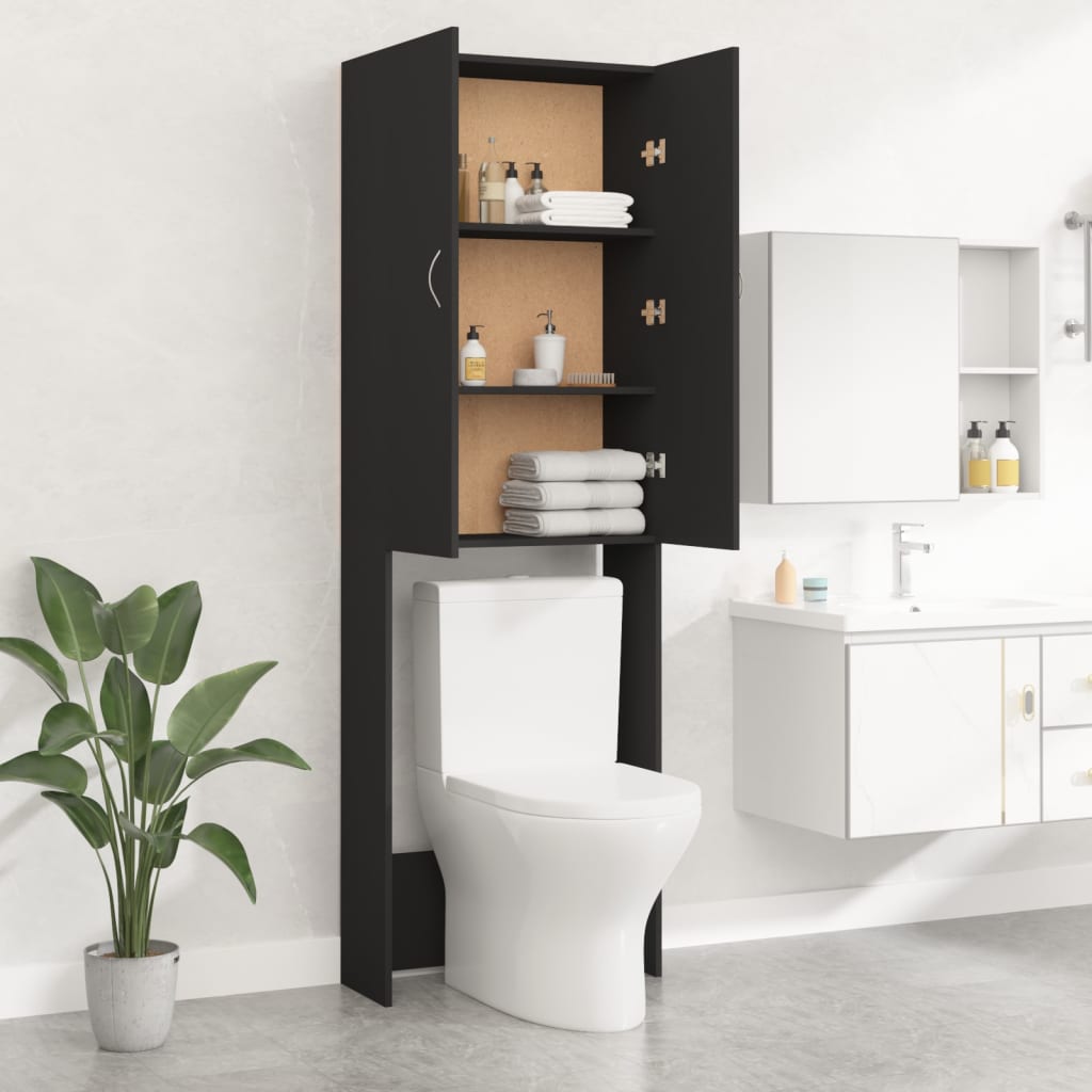 Berkfield Washing Machine Cabinet Black 64x25.5x190 cm