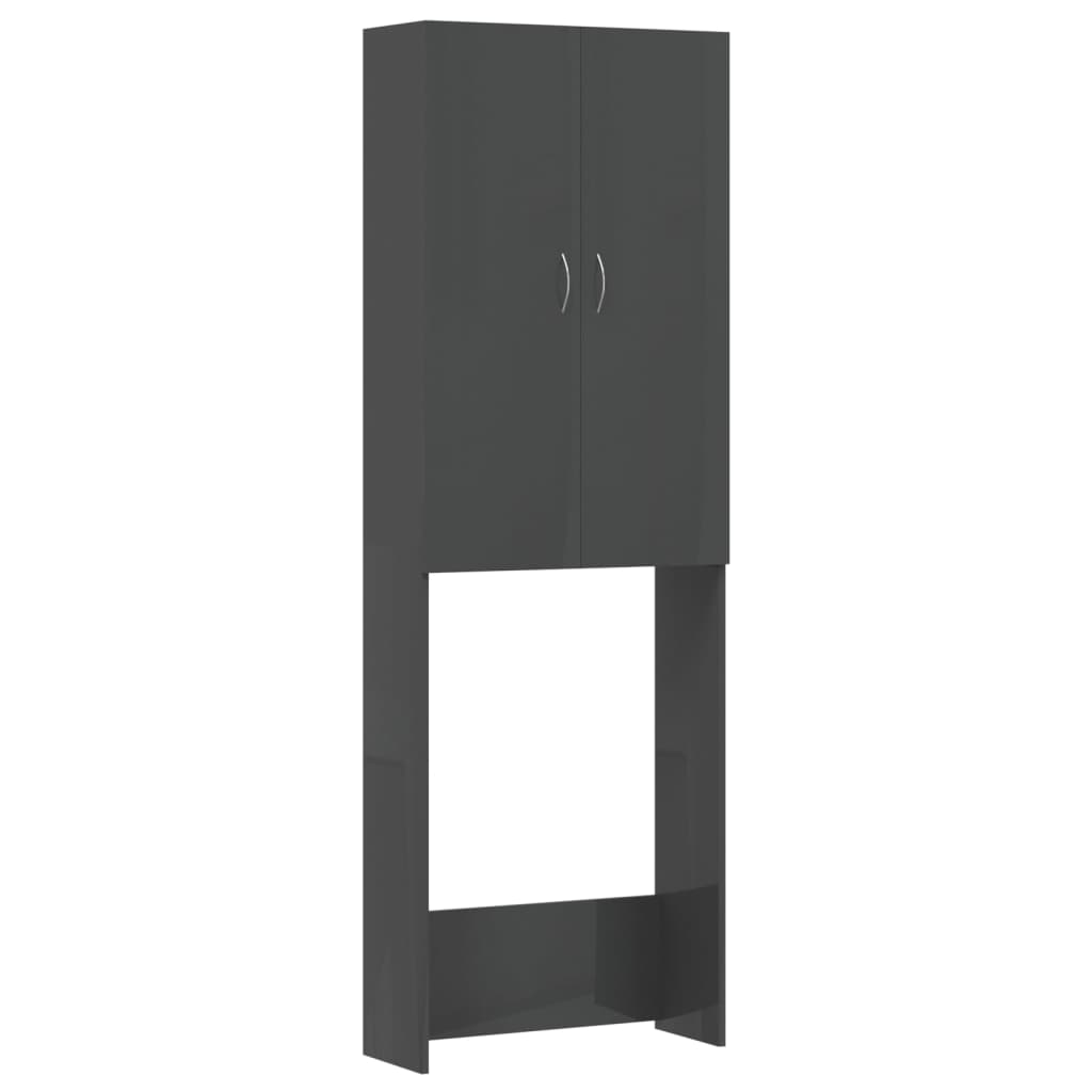 Berkfield Washing Machine Cabinet High Gloss Grey 64x25.5x190 cm
