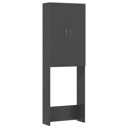 Berkfield Washing Machine Cabinet High Gloss Grey 64x25.5x190 cm