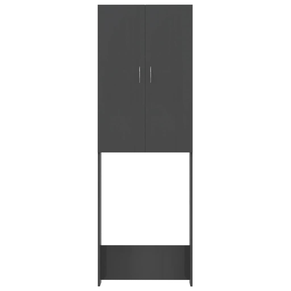 Berkfield Washing Machine Cabinet High Gloss Grey 64x25.5x190 cm
