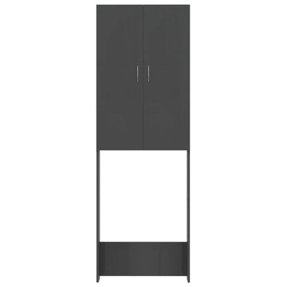 Berkfield Washing Machine Cabinet High Gloss Grey 64x25.5x190 cm