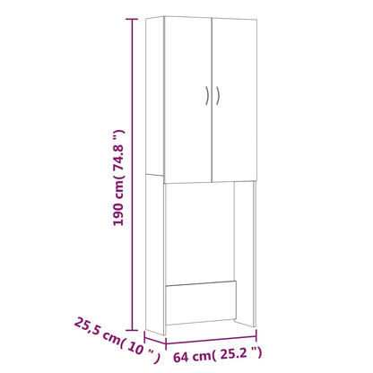 Berkfield Washing Machine Cabinet High Gloss Grey 64x25.5x190 cm