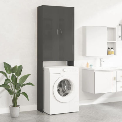 Berkfield Washing Machine Cabinet High Gloss Grey 64x25.5x190 cm