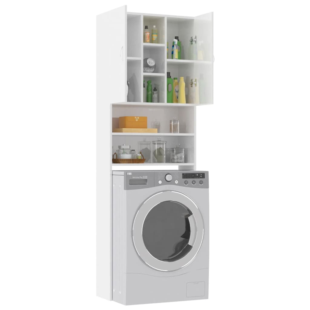 Berkfield Washing Machine Cabinet High Gloss White 64x25.5x190 cm