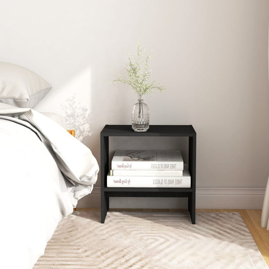 Berkfield Bedside Cabinet Black 40x30.5x40 cm Solid Pinewood
