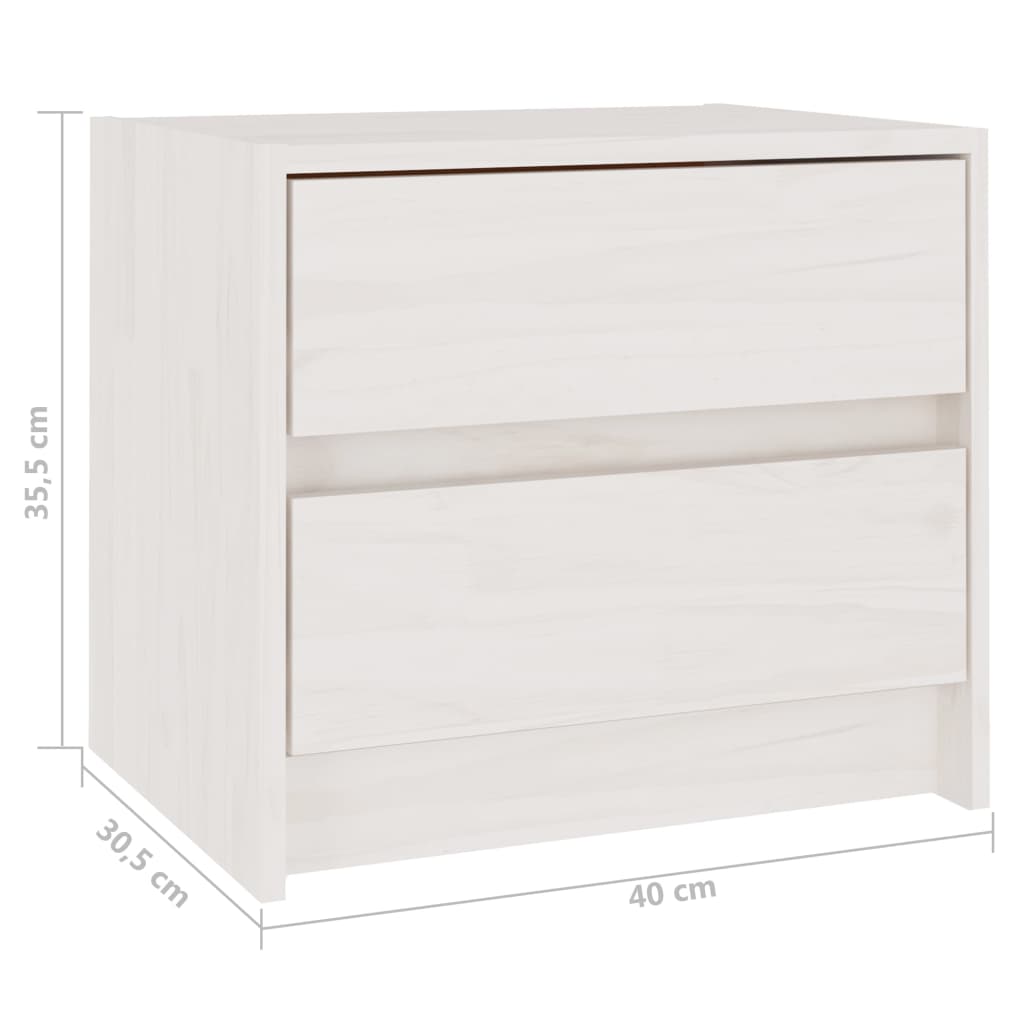 Berkfield Bedside Cabinet White 40x30.5x35.5 cm Solid Pine Wood
