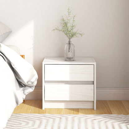 Berkfield Bedside Cabinet White 40x30.5x35.5 cm Solid Pine Wood