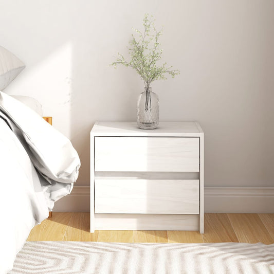 Berkfield Bedside Cabinet White 40x30.5x35.5 cm Solid Pine Wood