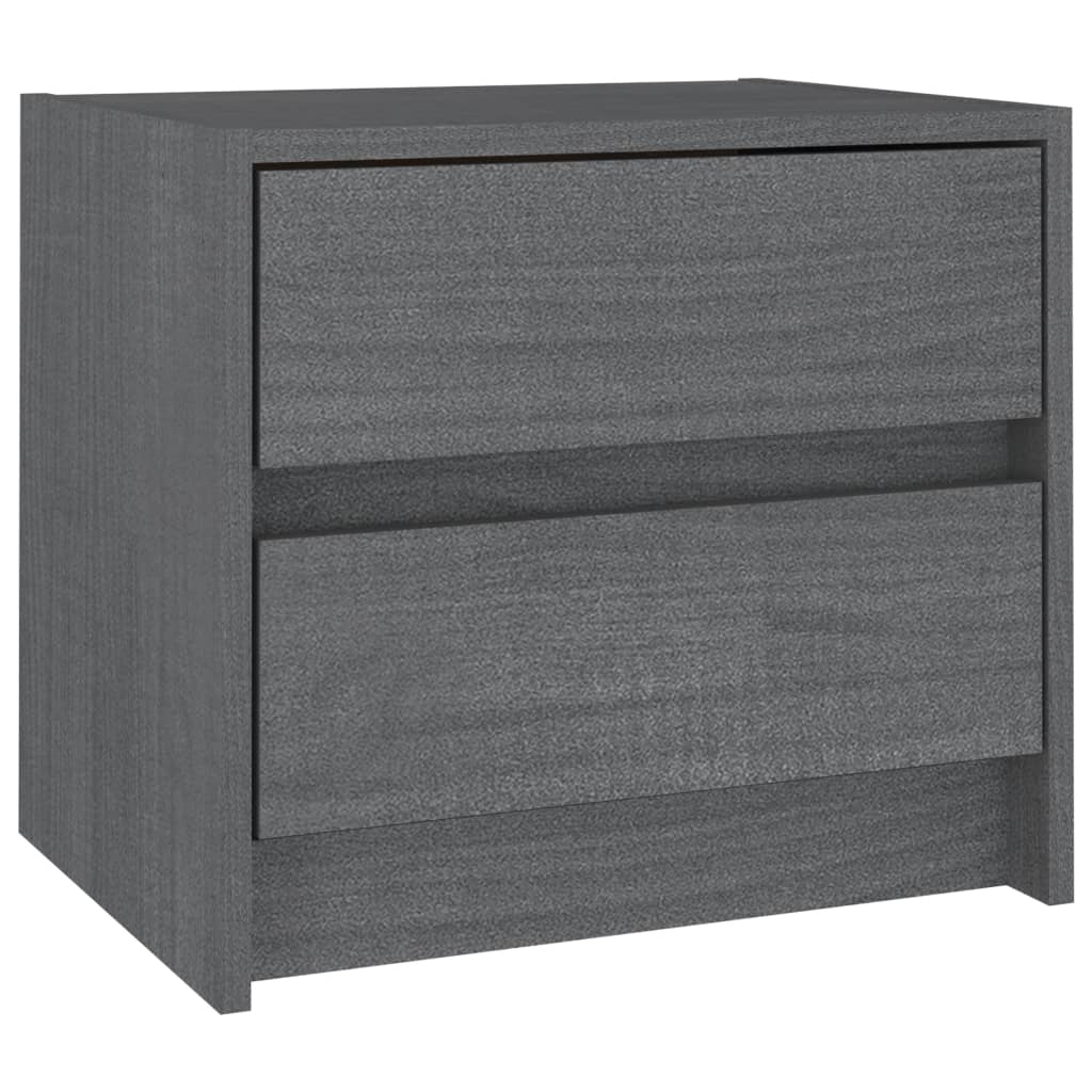 Berkfield Bedside Cabinet Grey 40x30.5x35.5 cm Solid Pine Wood