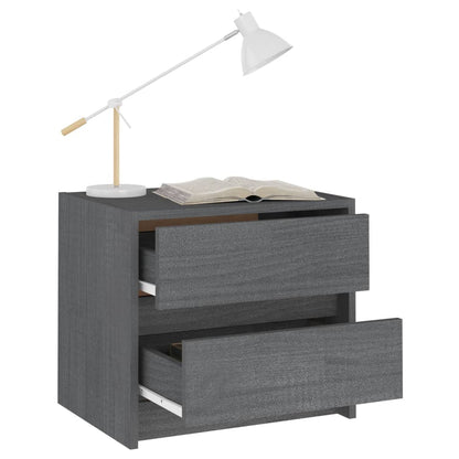 Berkfield Bedside Cabinet Grey 40x30.5x35.5 cm Solid Pine Wood