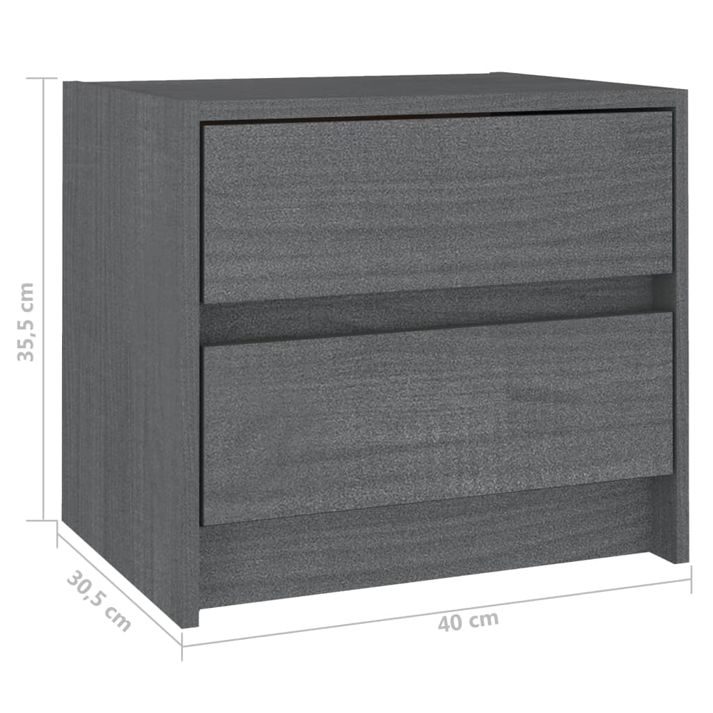 Berkfield Bedside Cabinet Grey 40x30.5x35.5 cm Solid Pine Wood