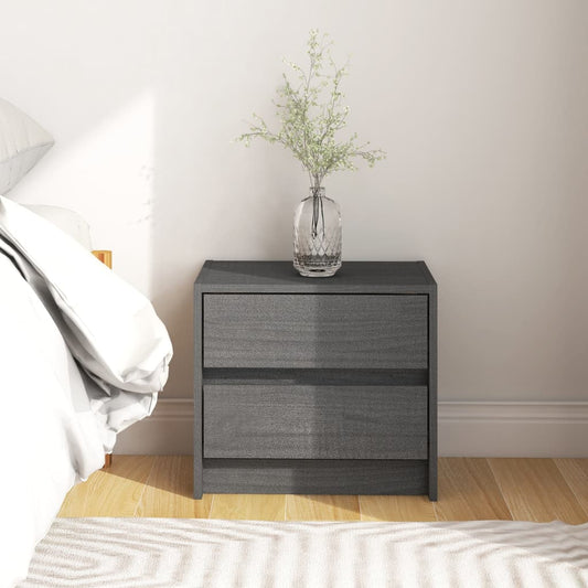 Berkfield Bedside Cabinet Grey 40x30.5x35.5 cm Solid Pine Wood