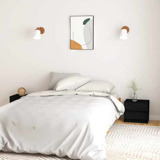 Berkfield Bedside Cabinets 2 pcs Black 40x30.5x35.5 cm Solid Pine Wood