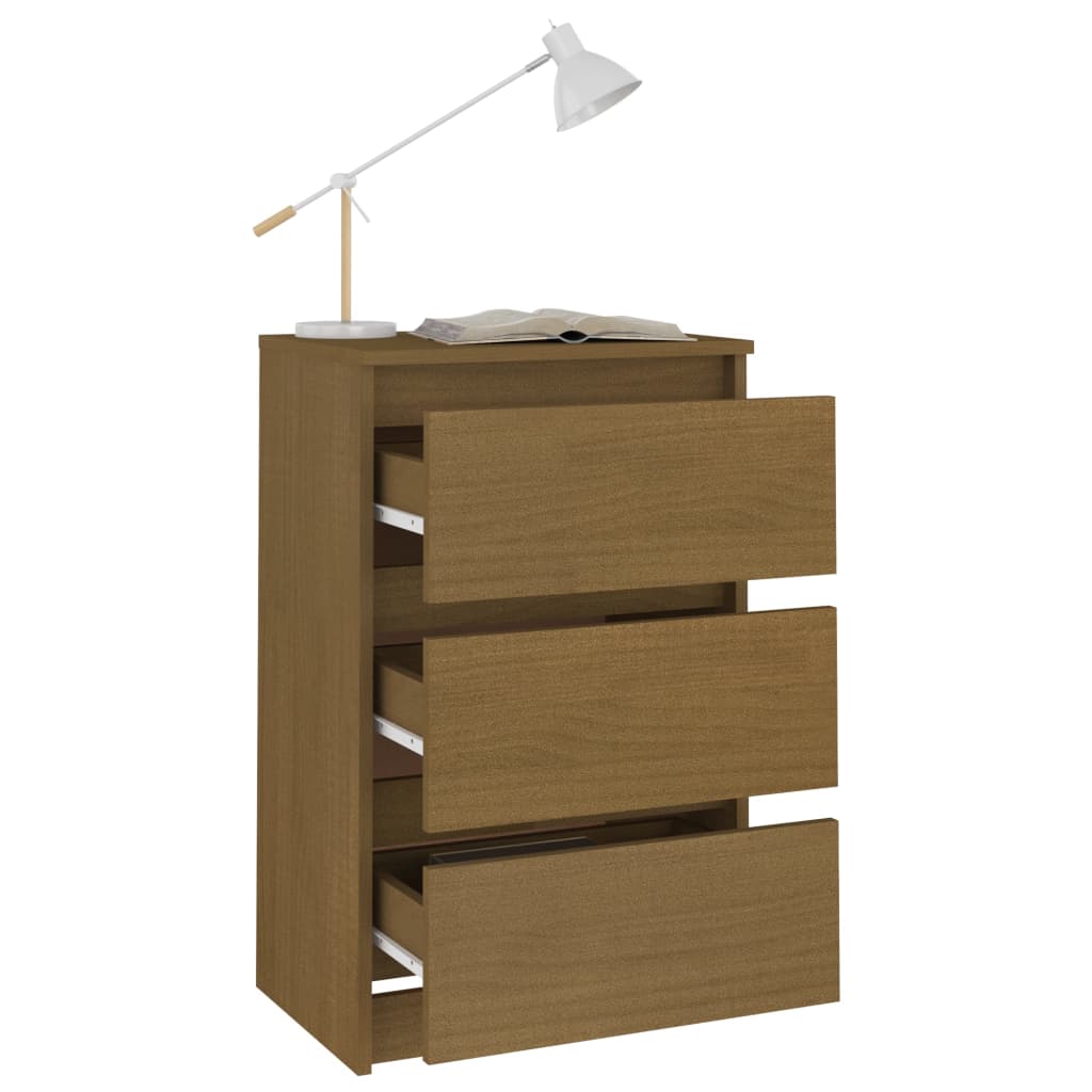 Berkfield Bedside Cabinet Honey Brown 40x29.5x64 cm Solid Pine Wood