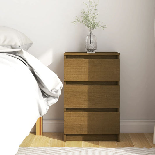 Berkfield Bedside Cabinet Honey Brown 40x29.5x64 cm Solid Pine Wood