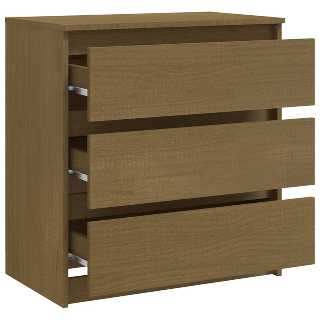 Berkfield Bedside Cabinet Honey Brown 60x36x64 cm Solid Pinewood