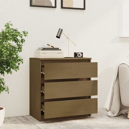 Berkfield Bedside Cabinet Honey Brown 60x36x64 cm Solid Pinewood