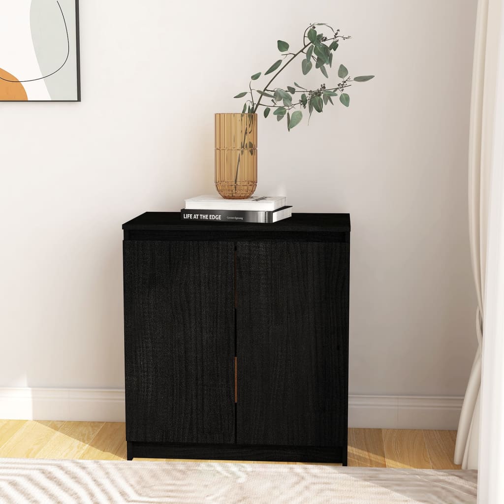 Berkfield Side Cabinet Black 60x36x65 cm Solid Pinewood