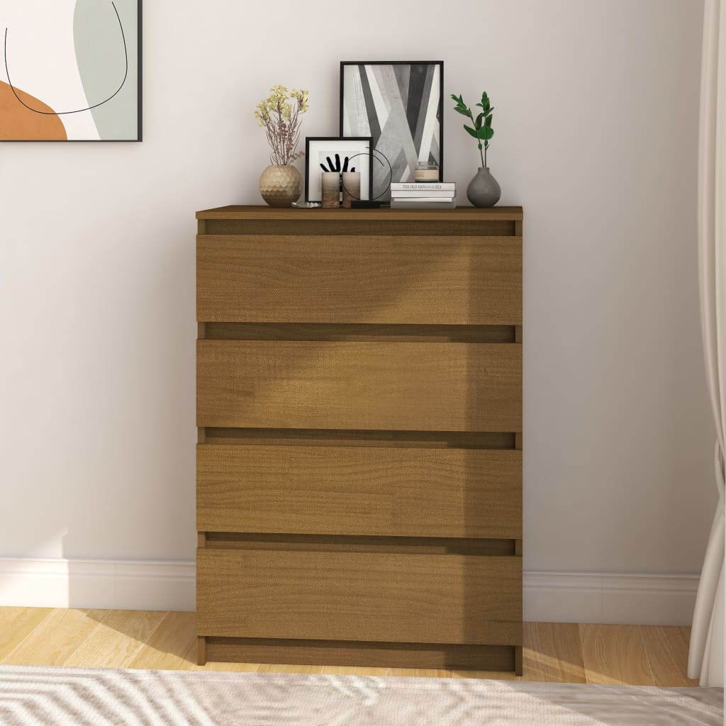 Berkfield Side Cabinet Honey Brown 60x36x84 cm Solid Pinewood