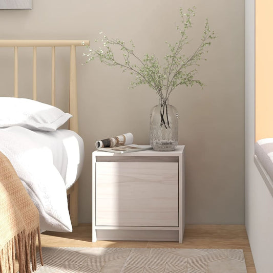 Berkfield Bedside Cabinet White 40x30.5x40 cm Solid Pinewood