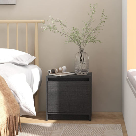 Berkfield Bedside Cabinet Grey 40x30.5x40 cm Solid Pinewood