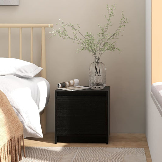 Berkfield Bedside Cabinet Black 40x30.5x40 cm Solid Pinewood