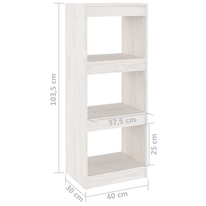 Berkfield Book Cabinet/Room Divider White 40x30x103.5 cm Solid Pinewood