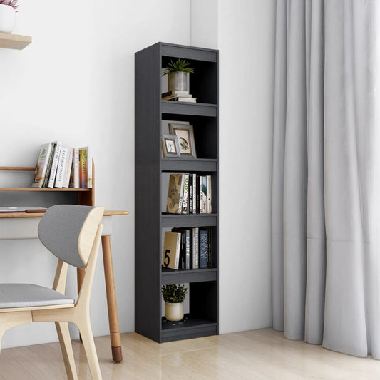 Berkfield Book Cabinet/Room Divider Grey 40x30x167.5 cm Solid Pinewood