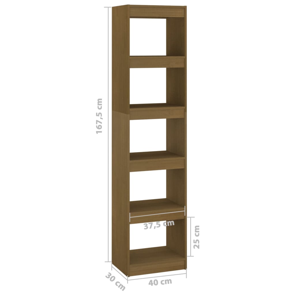 Berkfield Book Cabinet/Room Divider Honey Brown 40x30x167.5 cm Solid Pinewood