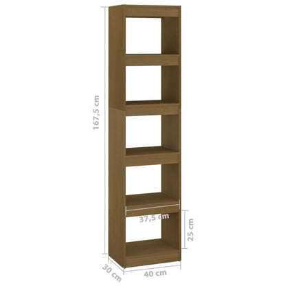 Berkfield Book Cabinet/Room Divider Honey Brown 40x30x167.5 cm Solid Pinewood