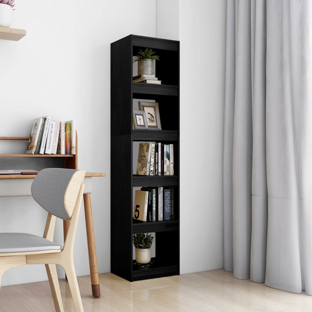 Berkfield Book Cabinet/Room Divider Black 40x30x167.5 cm Solid Pinewood