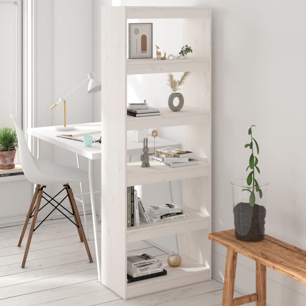Berkfield Book Cabinet/Room Divider White 60x30x167.5 cm Solid Wood Pine